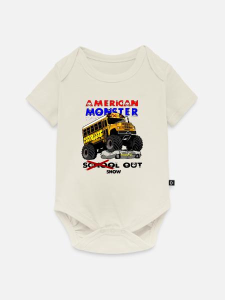 Monstertruck - Baby Premium Kurzarmbody - Naturweiß