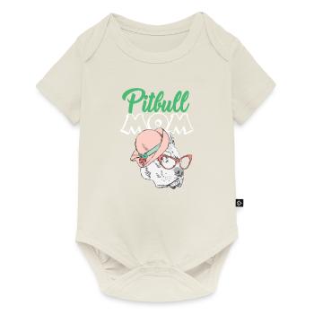 Pitbull Mama T-Shirt - Baby Premium Kurzarmbody - Naturweiß - Vorne