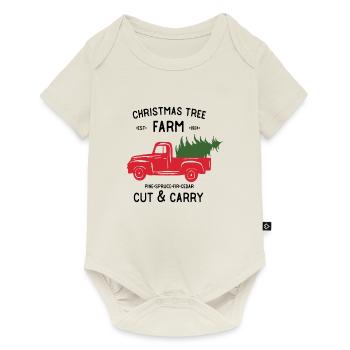 VOITURE DE NOEL AVEC ARBRE - Body à manches courtes Premium Bébé - blanc cassé - Devant