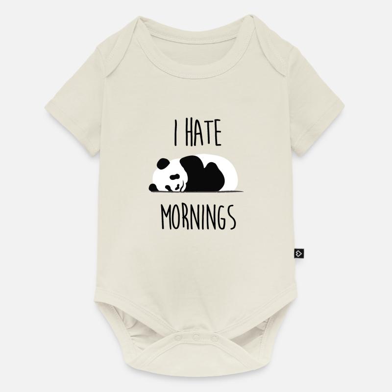 I Hate Mornings Panda I Hate Mornings Wochenende - Baby Premium Kurzarmbody - Naturweiß