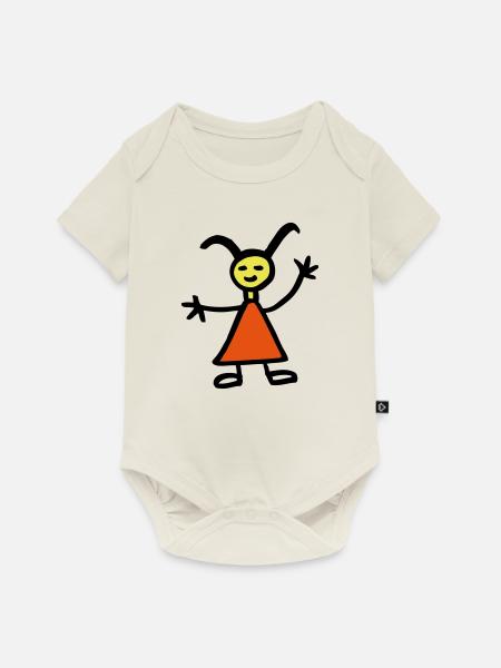 Mädchen - Baby Premium Kurzarmbody - Naturweiß