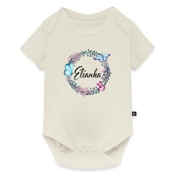 Elianka, nom, lettrage, couronne de fleurs, cadeau - Body à manches courtes Premium Bébé - blanc cassé - Devant