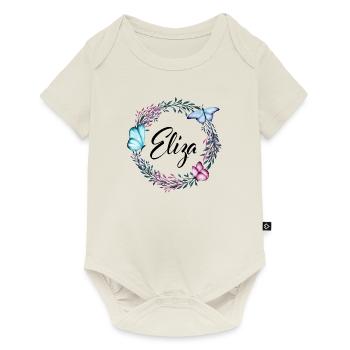 Eliza, name, lettering, flower wreath, gift - Baby Premium short-sleeve bodysuit - off white - Front