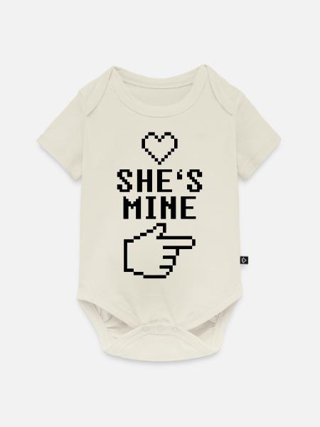 She's Mine 8-Bit - Baby Premium Kurzarmbody - Naturweiß