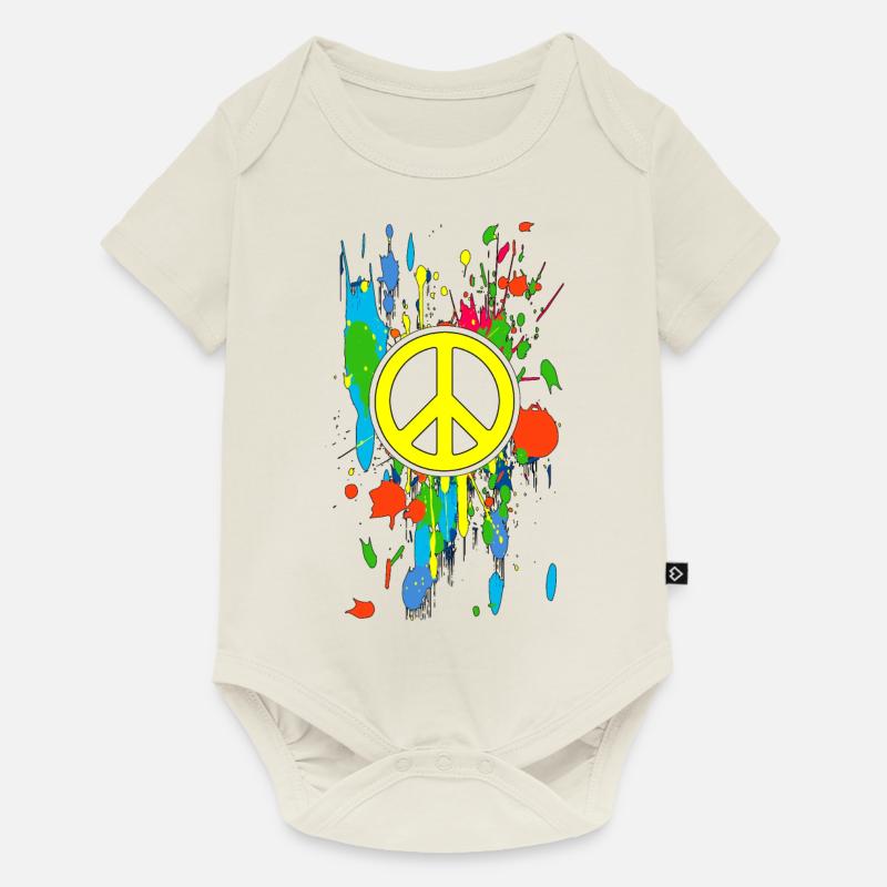 peace symbol 5 - Body à manches courtes Premium Bébé - blanc cassé