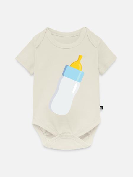 Baby Flasche - Baby Premium Kurzarmbody - Naturweiß