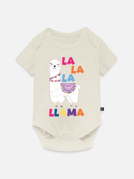 La La La Lama - Baby Premium Kurzarmbody - Naturweiß