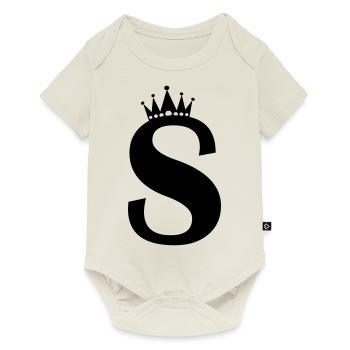 buchstabe S Krone - Baby Premium Kurzarmbody - Naturweiß - Vorne