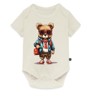 Dessin animé Mignon Ours - Body à manches courtes Premium Bébé - blanc cassé - Devant