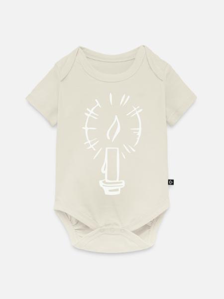 Kerze - Baby Premium Kurzarmbody - Naturweiß