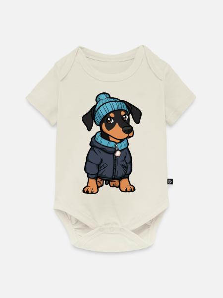 Doberman Hund Stylisch - Baby Premium Kurzarmbody - Naturweiß