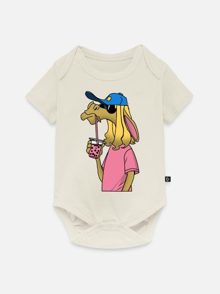 Gekühltes Lama - Baby Premium Kurzarmbody - Naturweiß