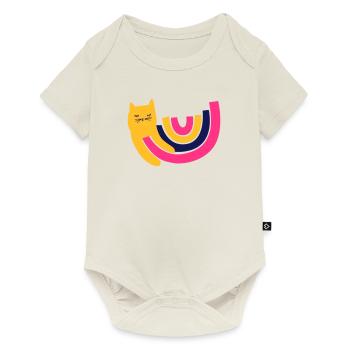 süsse Regenbogen Katze - Baby Premium Kurzarmbody - Naturweiß - Vorne