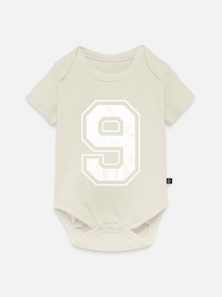 Nummer 9 - Baby Premium Kurzarmbody - Naturweiß