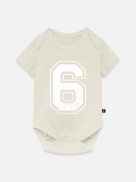 Nummer 6 - Baby Premium Kurzarmbody - Naturweiß
