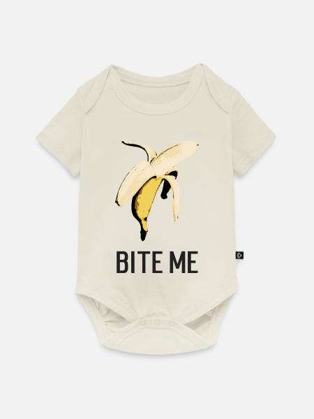 bite me banane - Baby Premium Kurzarmbody - Naturweiß