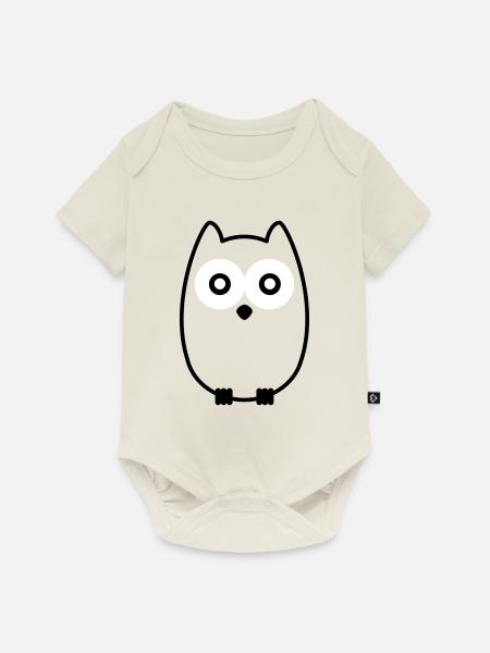 Eule - Baby Premium Kurzarmbody - Naturweiß