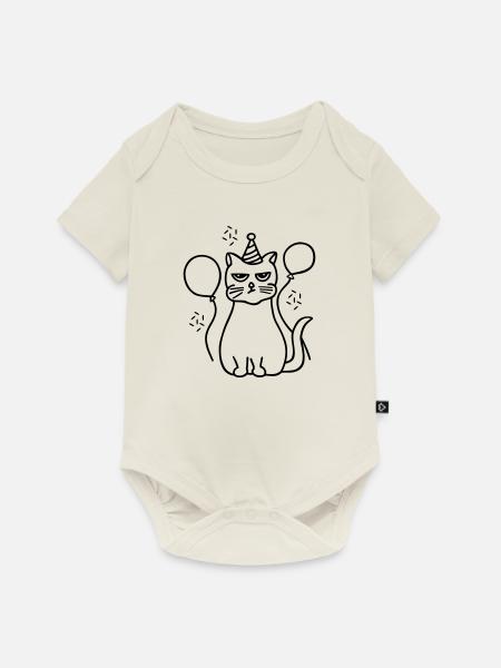 Mürrische Katze - Baby Premium Kurzarmbody - Naturweiß