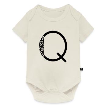 Buchstabe Q - Baby Premium Kurzarmbody - Naturweiß - Vorne