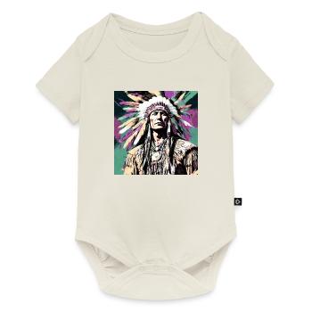 Winnetou,Indian,Illustration,Graffiti,Colorful,Beige - Baby Premium short-sleeve bodysuit - off white - Front