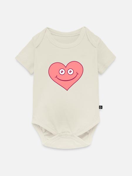 Happy Heart - Baby Premium Kurzarmbody - Naturweiß