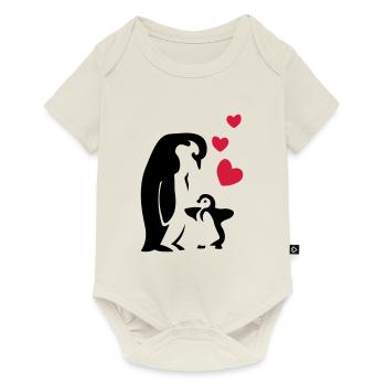 Pingouin papa / maman - bébé - Body à manches courtes Premium Bébé - blanc cassé - Devant