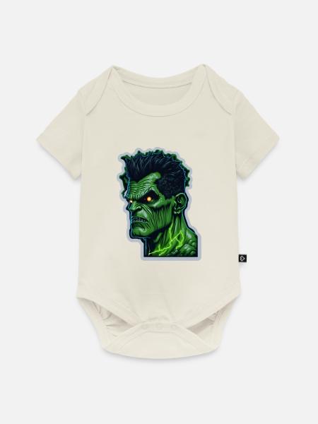 grünes Monster Halloween - Baby Premium Kurzarmbody - Naturweiß