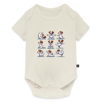 Jack Russell Terrier Yoga – Lustiges Hunde Design - Baby Premium Kurzarmbody - Naturweiß - Vorne