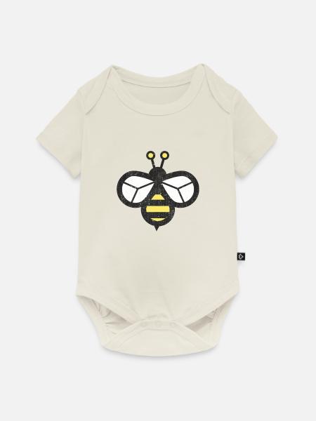 Bienen Design - Baby Premium Kurzarmbody - Naturweiß