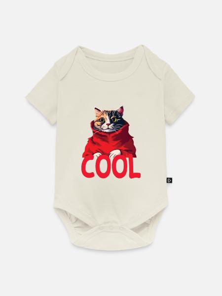 Cool Katze - Cool Cat - Baby Premium Kurzarmbody - Naturweiß