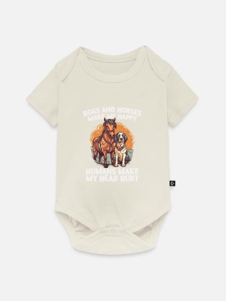 Hunden Und Pferden - Baby Premium Kurzarmbody - Naturweiß