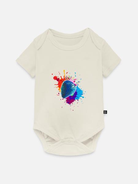 pop-art,erdbeere,farbklecks, splash - Baby Premium Kurzarmbody - Naturweiß