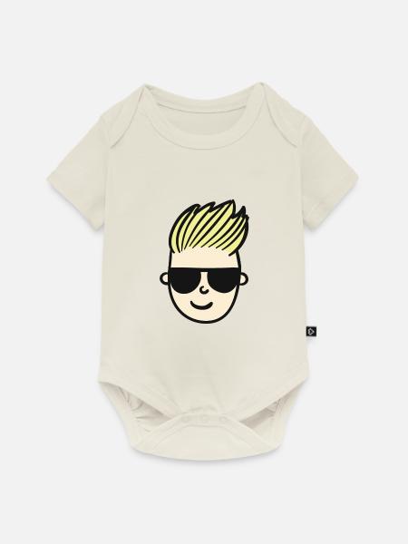 Gesicht - Baby Premium Kurzarmbody - Naturweiß