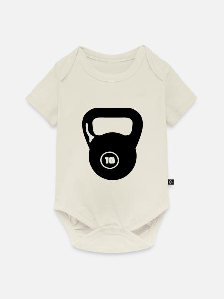 Halftergewicht Cross Bodybuilding - Baby Premium Kurzarmbody - Naturweiß