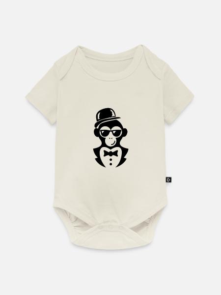 Affe Gentleman - Baby Premium Kurzarmbody - Naturweiß