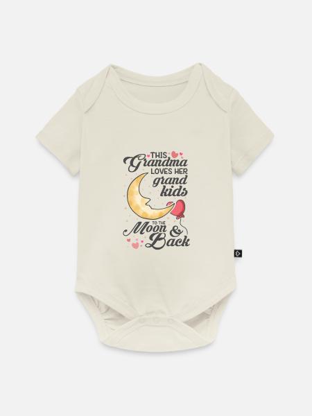 This grandma loves her grandkids to the moon back - Baby Premium Kurzarmbody - Naturweiß