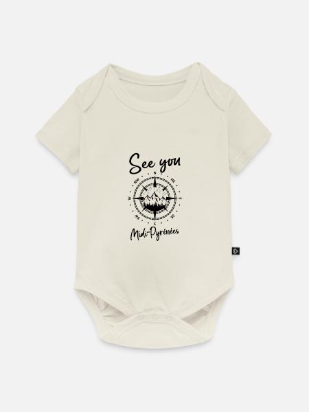 Midi-Pyrénées Frankreich wandern und Ski fahren - Baby Premium Kurzarmbody - Naturweiß