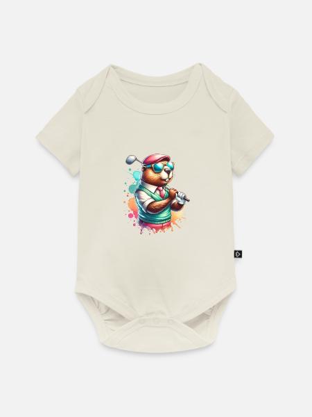 Lustiger Biber Golf Spieler Golfer Tier - Baby Premium Kurzarmbody - Naturweiß
