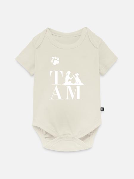Hunde TEAM - Baby Premium Kurzarmbody - Naturweiß