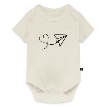 Avion en forme de coeur - Body à manches courtes Premium Bébé - blanc cassé - Devant