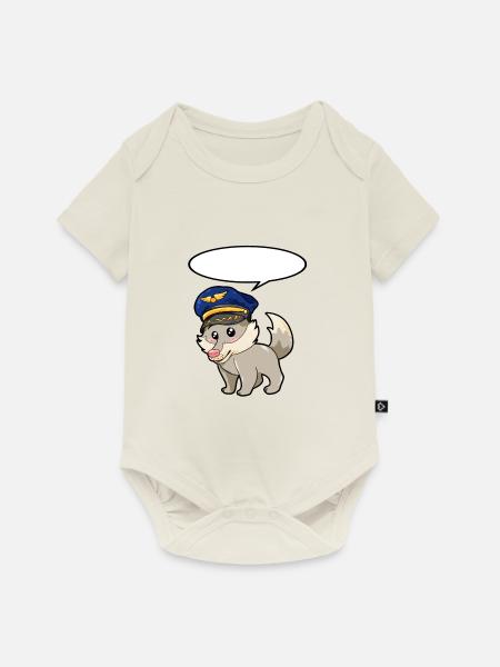 Pilot Wolf - Baby Premium Kurzarmbody - Naturweiß