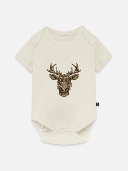 Elch Portrait - Baby Premium Kurzarmbody - Naturweiß
