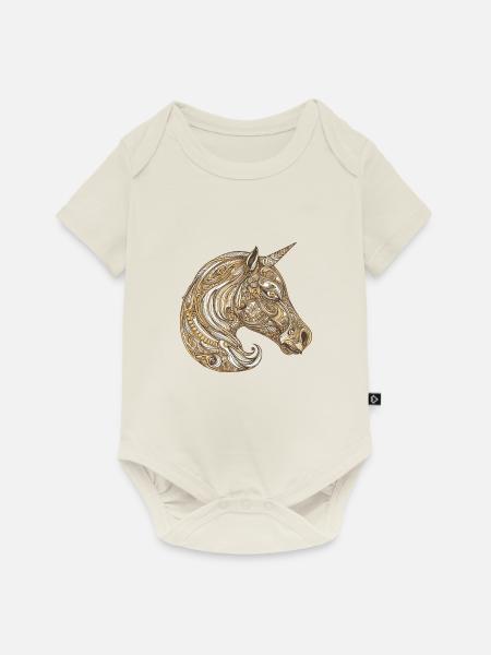 Einhorn Portrait - Baby Premium Kurzarmbody - Naturweiß