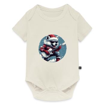 Wolf Christmas Guitare Rocker - Body à manches courtes Premium Bébé - blanc cassé - Devant