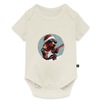 Teckel chien Noël Rocker Guitare Teckel - Body à manches courtes Premium Bébé - blanc cassé - Devant