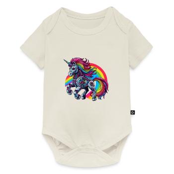 Cyborg Unicorn with Rainbow - Baby Premium short-sleeve bodysuit - off white - Front
