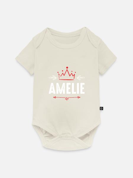 Amelie - Baby Premium Kurzarmbody - Naturweiß