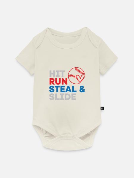 hit run baseball - Baby Premium Kurzarmbody - Naturweiß