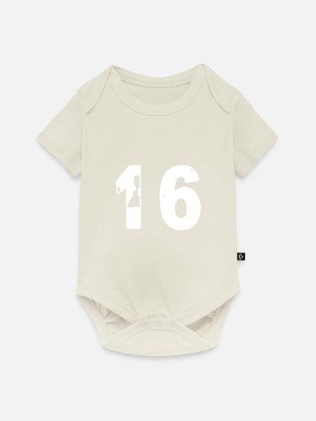 16 Zahl Trikot - Baby Premium Kurzarmbody - Naturweiß