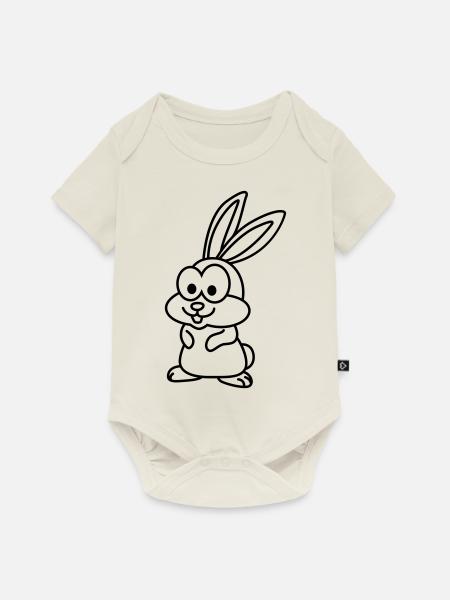 Hase Comic Tier - Baby Premium Kurzarmbody - Naturweiß